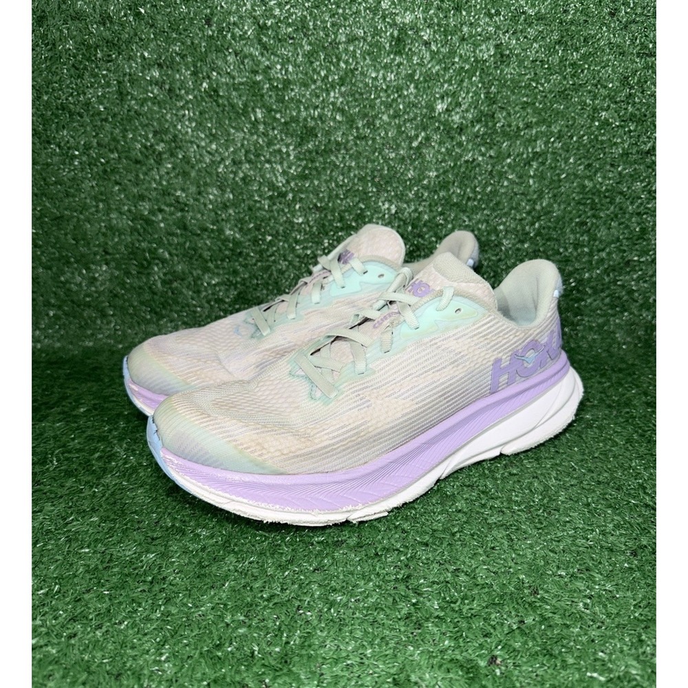 Hoka One One Clifton 9 Youth Size 7 M Grey Purple Running Shoes Athletic Sneaker - Picture 3 of 9